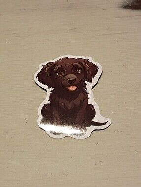 10/$10 Stickers Decal - Black Flat-Coated Lab Puppy Kawaii Animal Sticker - New